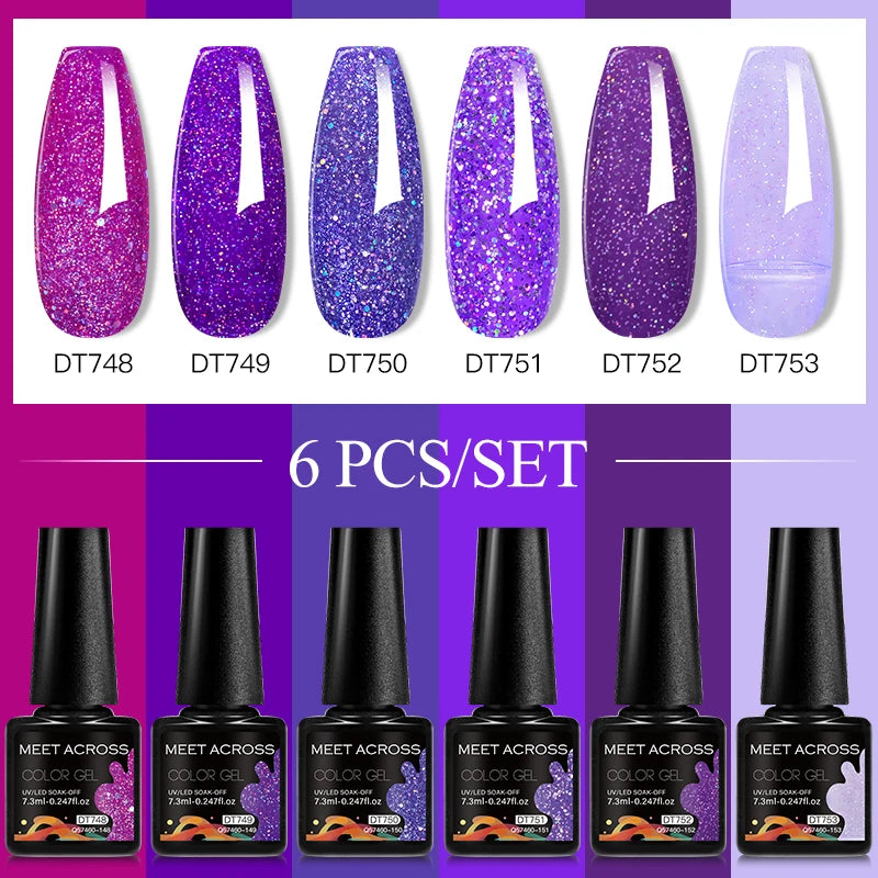 6-Color UV LED Gel Polish Set - Semi-Permanent Nail Art Kit