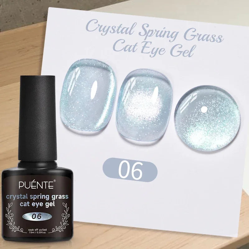 PUENTE 7.5ML Vibrant Blue Cat Eye Gel Nail Polish High Glossy Long-Lasting Soak Off UV Semi-Permanent Nail Art Varnish Manicure