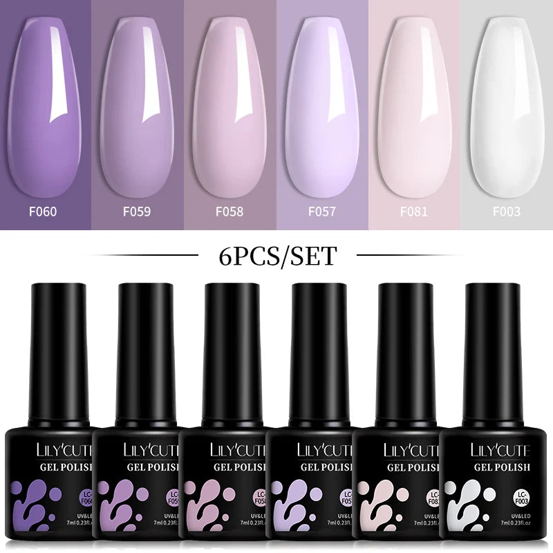 6-Piece Pink Gel Polish Set – Bright & Pastel Shades for Nail Art