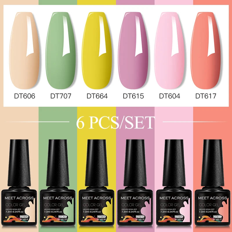 6-Color UV LED Gel Polish Set - Semi-Permanent Nail Art Kit