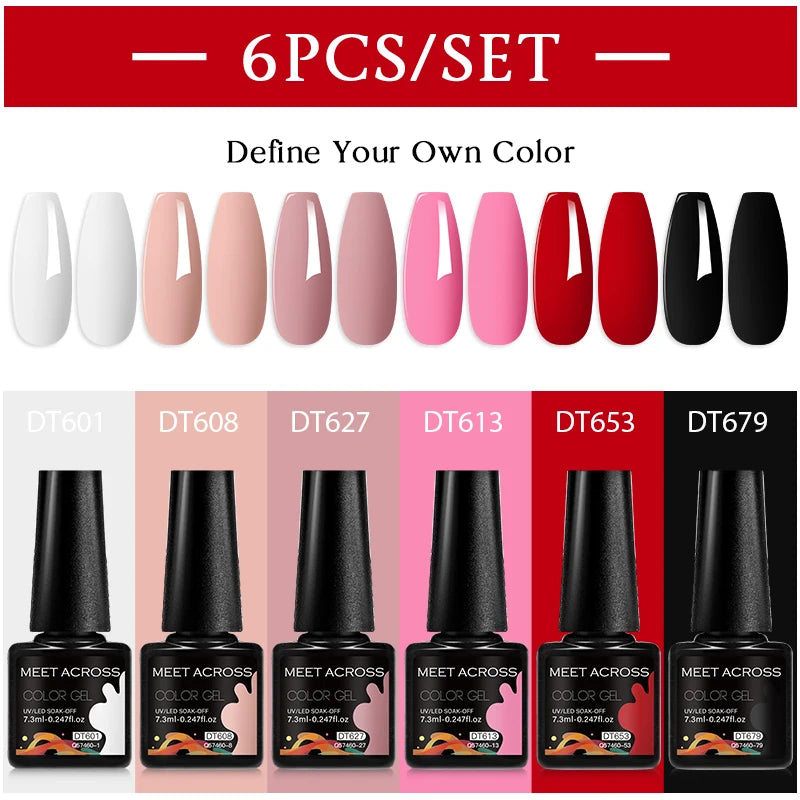 6-Color UV LED Gel Polish Set - Semi-Permanent Nail Art Kit
