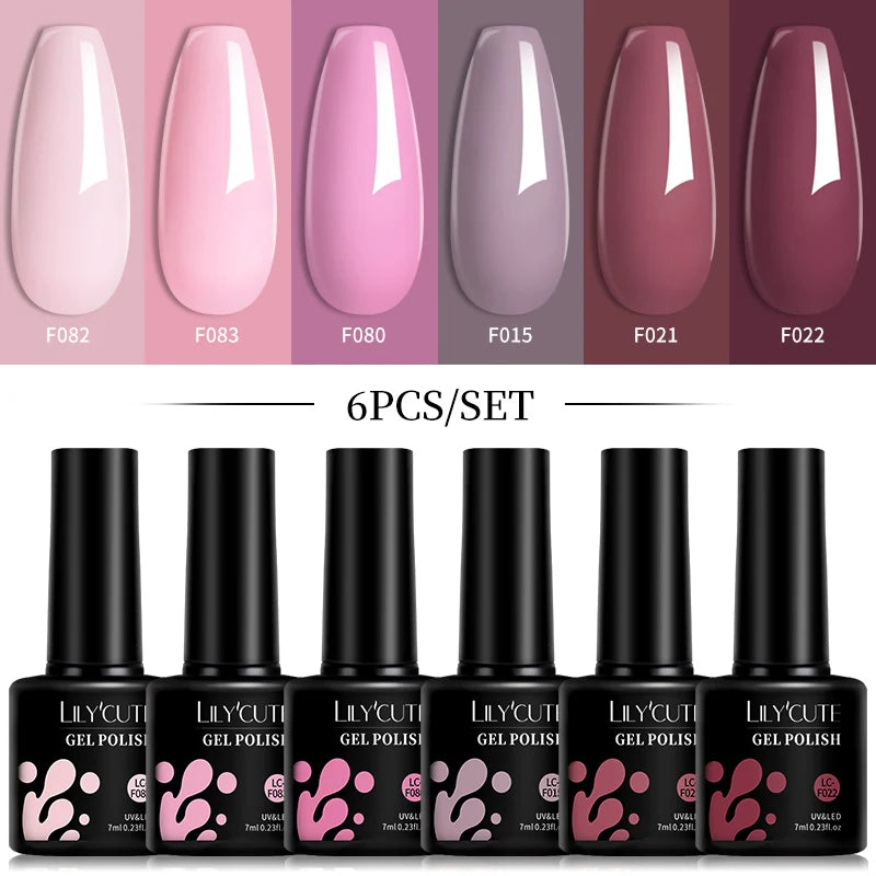6-Piece Pink Gel Polish Set – Bright & Pastel Shades for Nail Art