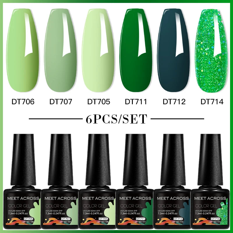 6-Color UV LED Gel Polish Set - Semi-Permanent Nail Art Kit