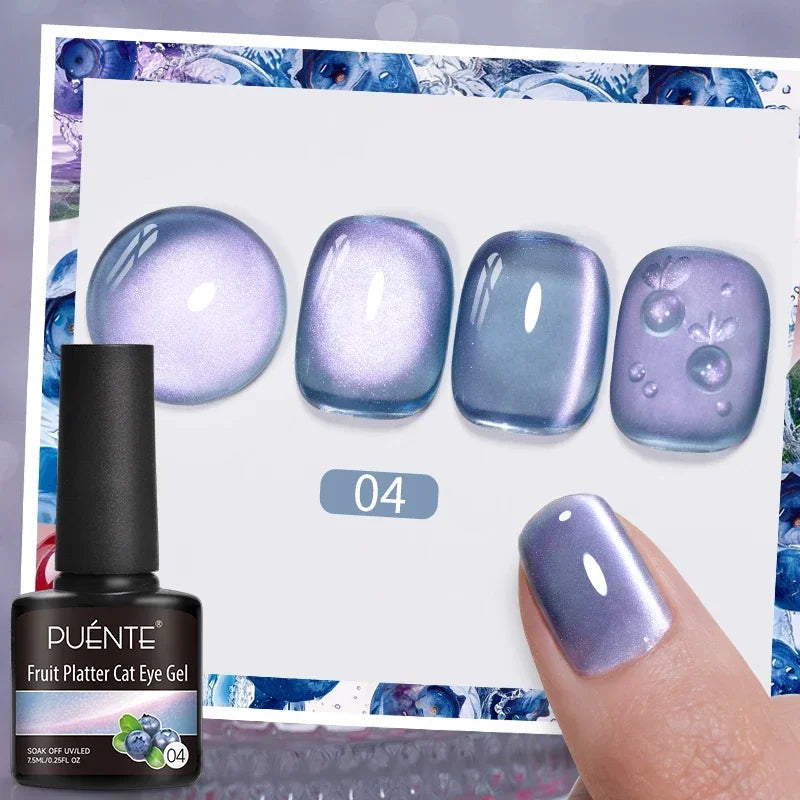 7.5ML Ocean Blue Cat Eye Gel Nail Polish High Glossy Cat Magnetic Nail Gel Soak Off UV Semi-Permanent Nail Art Varnish Manicure