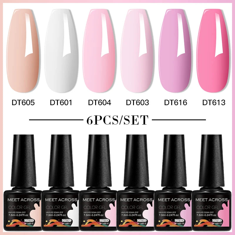 6-Color UV LED Gel Polish Set - Semi-Permanent Nail Art Kit