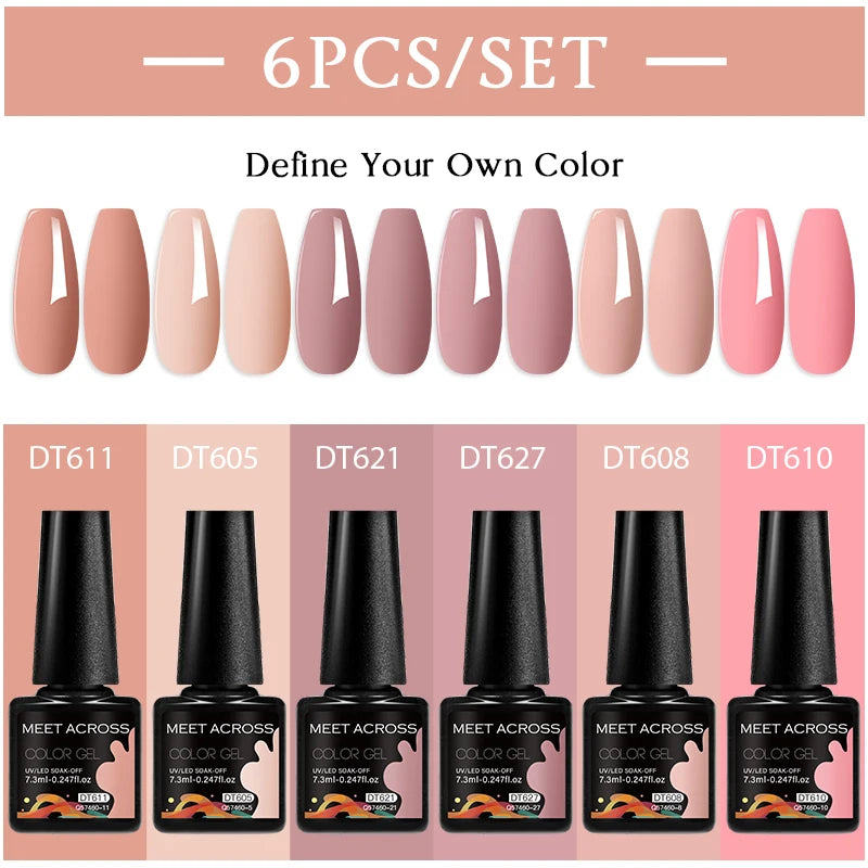 6-Color UV LED Gel Polish Set - Semi-Permanent Nail Art Kit