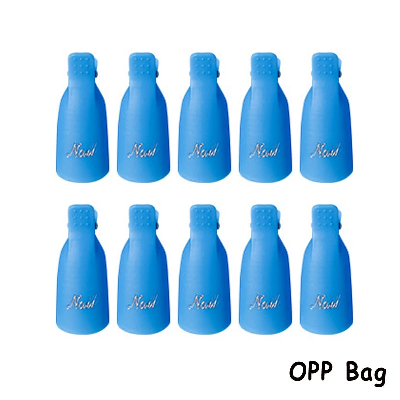 Gel Polish Soak-Off Clips – 10pcs Reusable Acrylic Nail Remover Caps