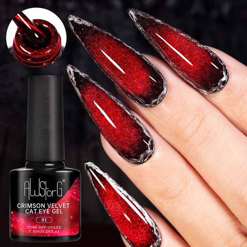 Crimson Velvet Cat Eye Magnetic Gel Nail Polish - 7.5ml