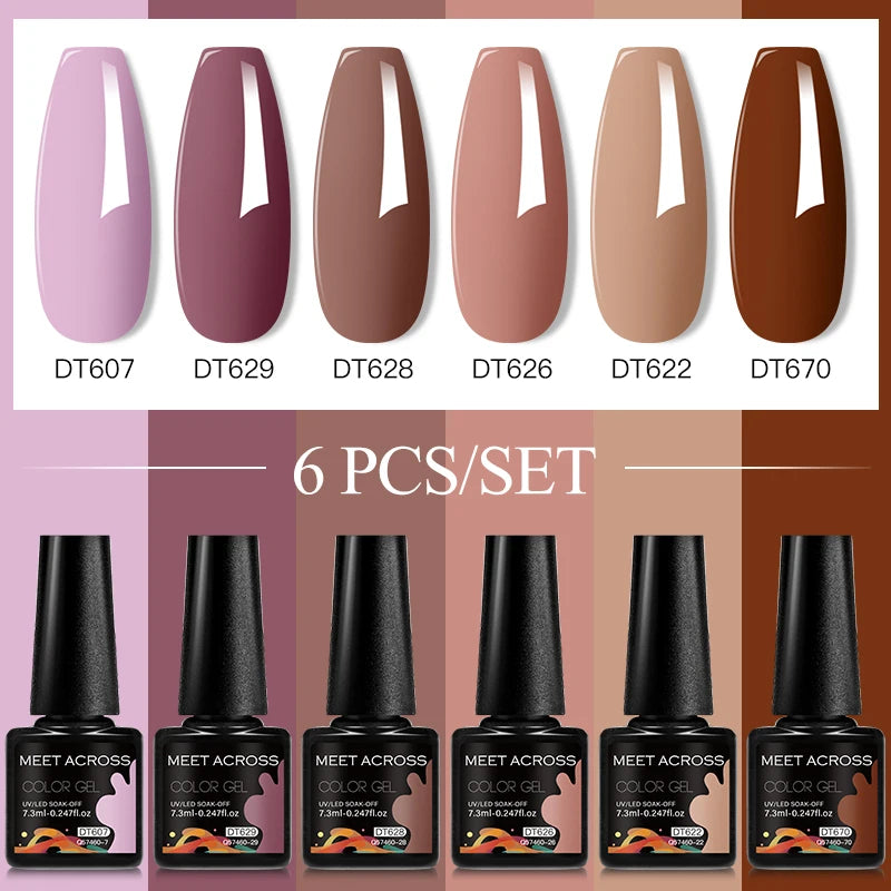 6-Color UV LED Gel Polish Set - Semi-Permanent Nail Art Kit
