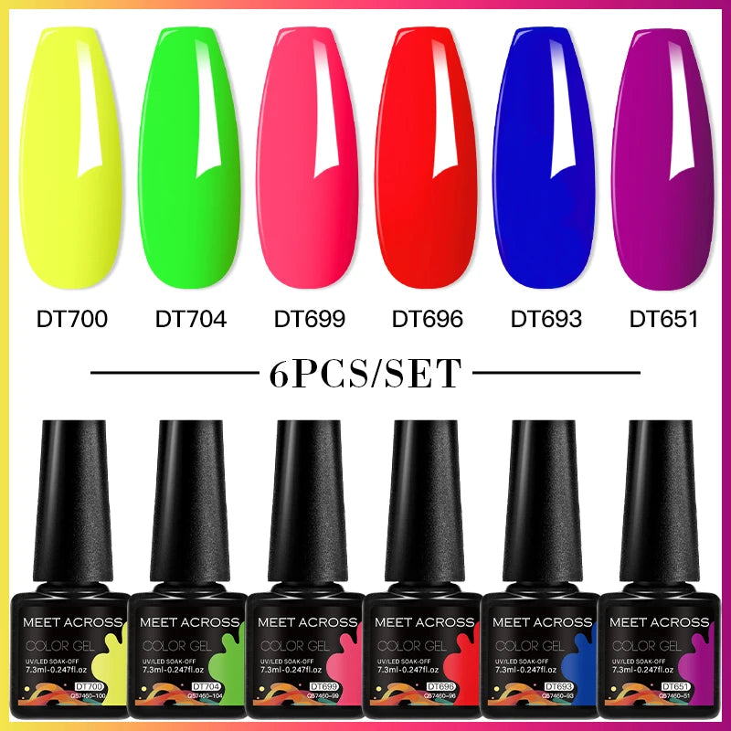 6-Color UV LED Gel Polish Set - Semi-Permanent Nail Art Kit
