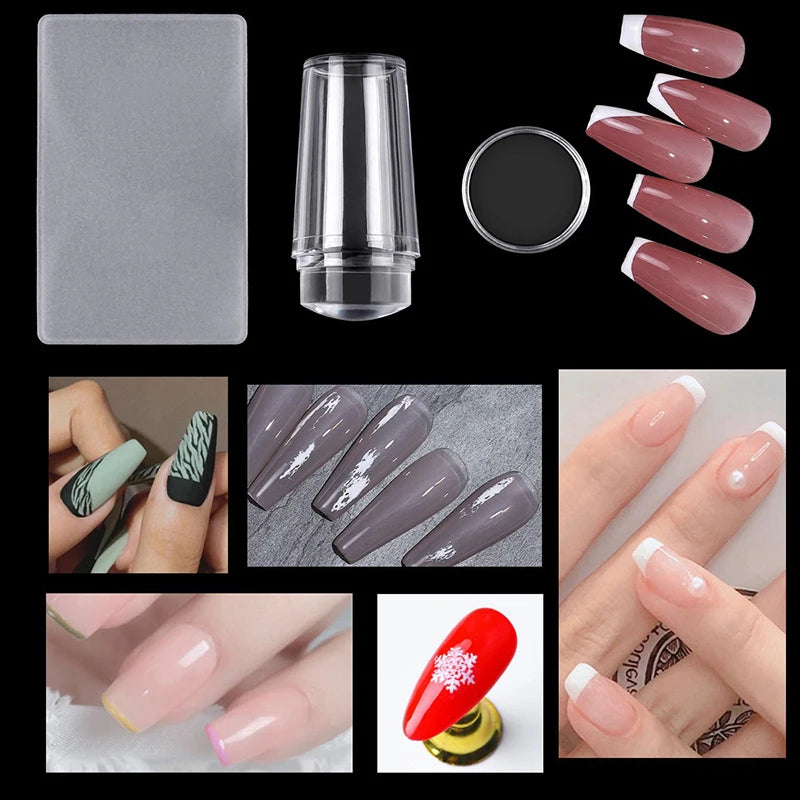 Nail Art Stamping Kit – French Manicure Design Plates with Stamper & Scraper