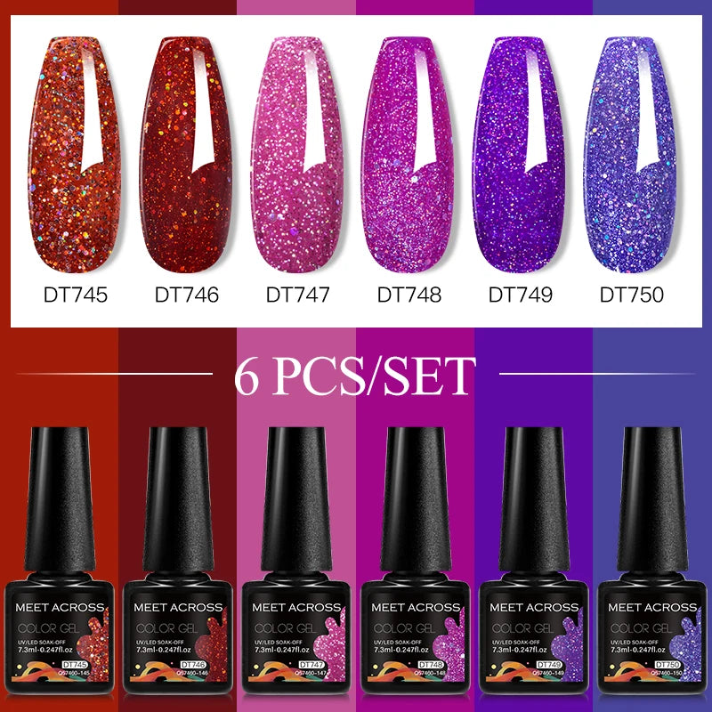 6-Color UV LED Gel Polish Set - Semi-Permanent Nail Art Kit
