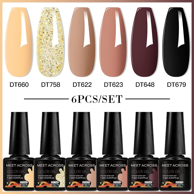 6-Color UV LED Gel Polish Set - Semi-Permanent Nail Art Kit