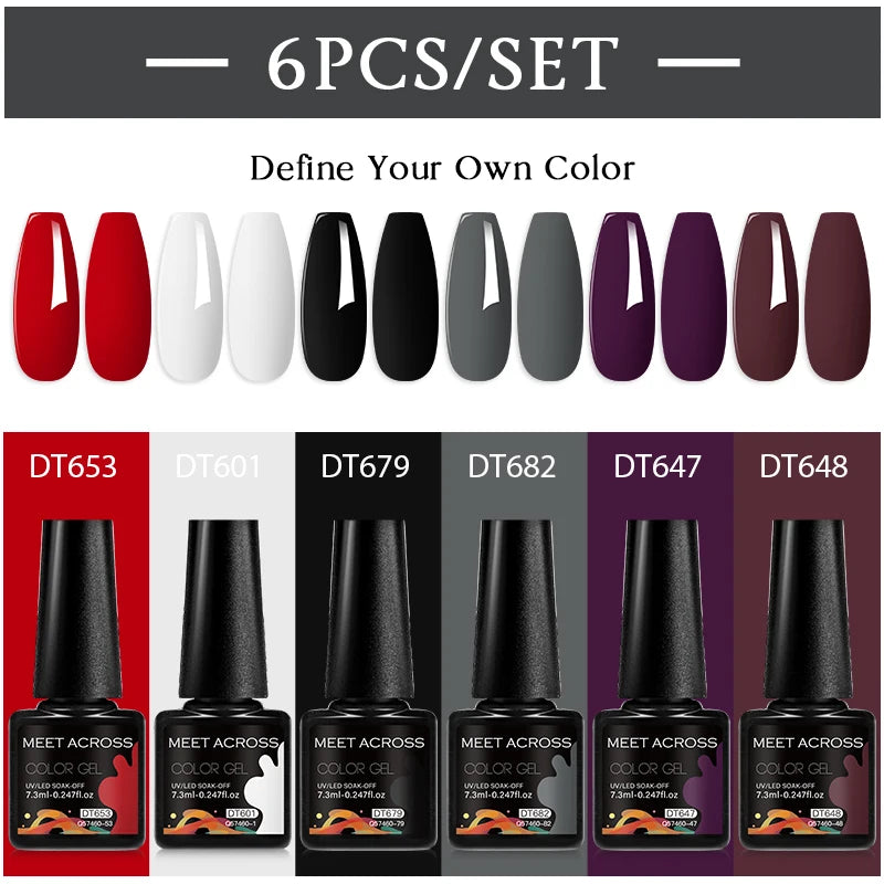 6-Color UV LED Gel Polish Set - Semi-Permanent Nail Art Kit