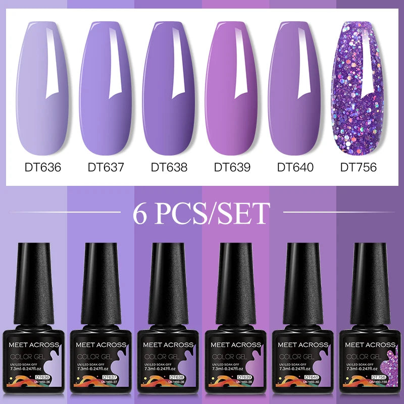 6-Color UV LED Gel Polish Set - Semi-Permanent Nail Art Kit