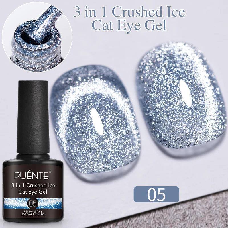 PUENTE 7.5ML Vibrant Blue Cat Eye Gel Nail Polish High Glossy Long-Lasting Soak Off UV Semi-Permanent Nail Art Varnish Manicure