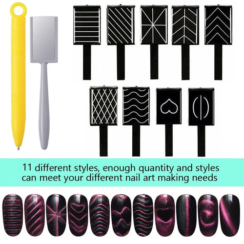 11-Piece Cat-Eye Magnet Tool Set – Magnetic Rods for Gel Polish Nail Art
