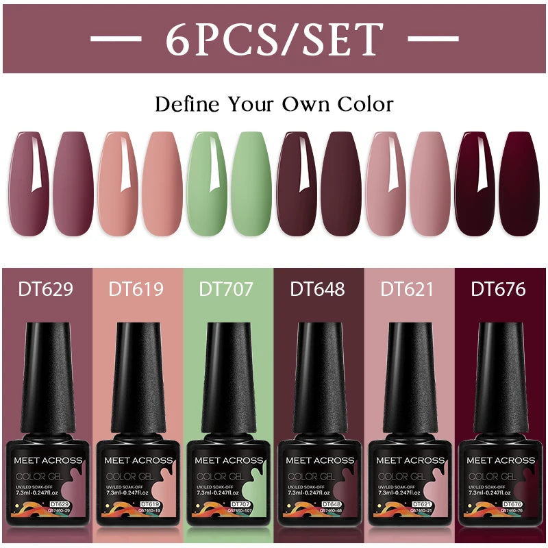 6-Color UV LED Gel Polish Set - Semi-Permanent Nail Art Kit