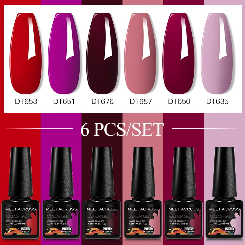 6-Color UV LED Gel Polish Set - Semi-Permanent Nail Art Kit