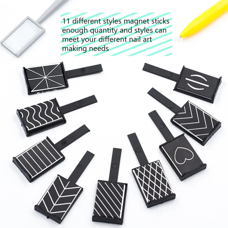 11-Piece Cat-Eye Magnet Tool Set – Magnetic Rods for Gel Polish Nail Art