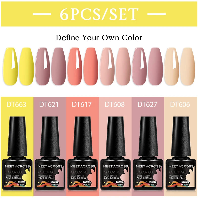 6-Color UV LED Gel Polish Set - Semi-Permanent Nail Art Kit