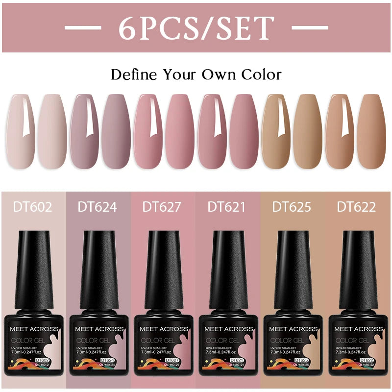 6-Color UV LED Gel Polish Set - Semi-Permanent Nail Art Kit