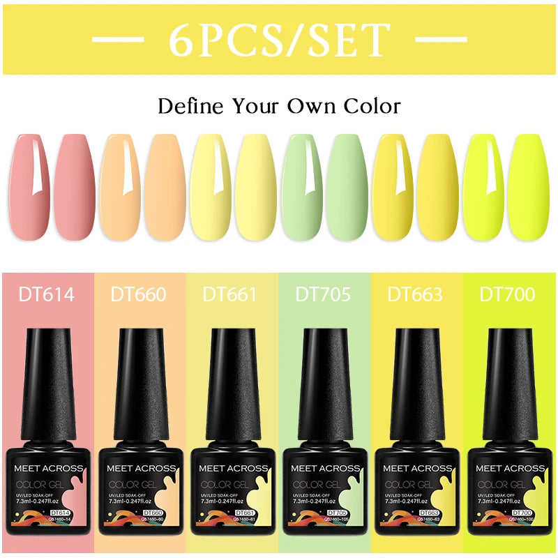 6-Color UV LED Gel Polish Set - Semi-Permanent Nail Art Kit