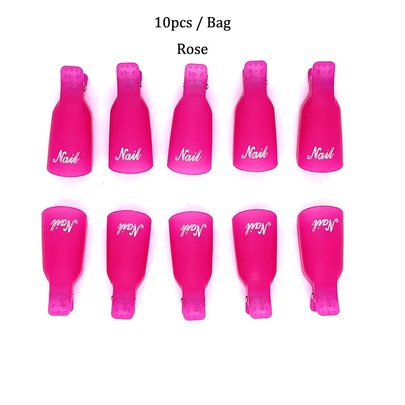 Gel Polish Soak-Off Clips – 10pcs Reusable Acrylic Nail Remover Caps