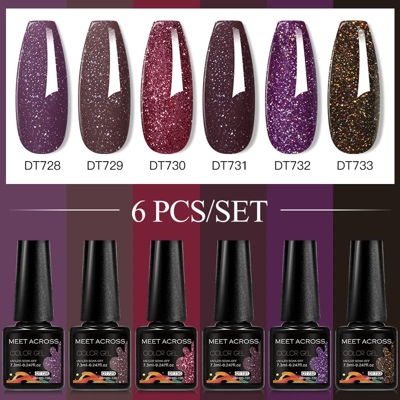 6-Color UV LED Gel Polish Set - Semi-Permanent Nail Art Kit