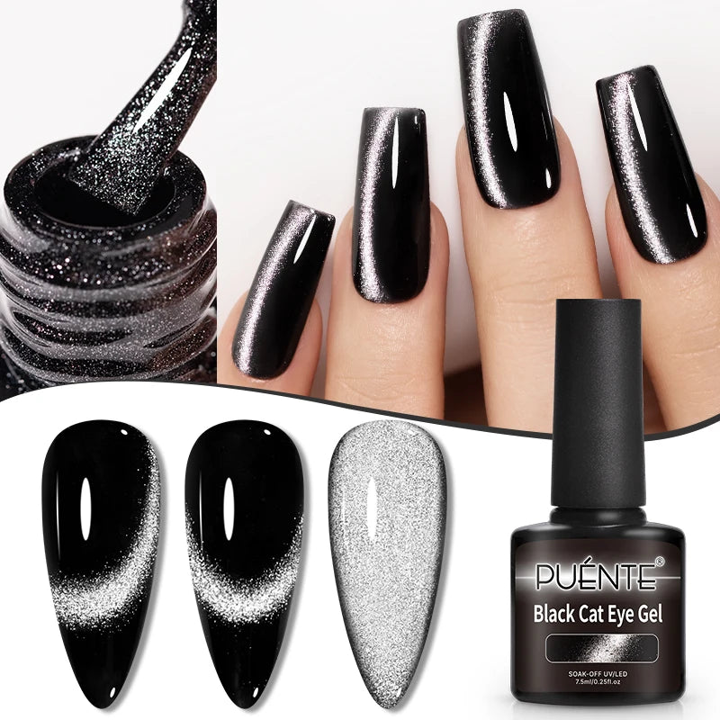 Ultra-Bright Black Cat Eye Magnetic Gel Nail Polish - 7.5ml