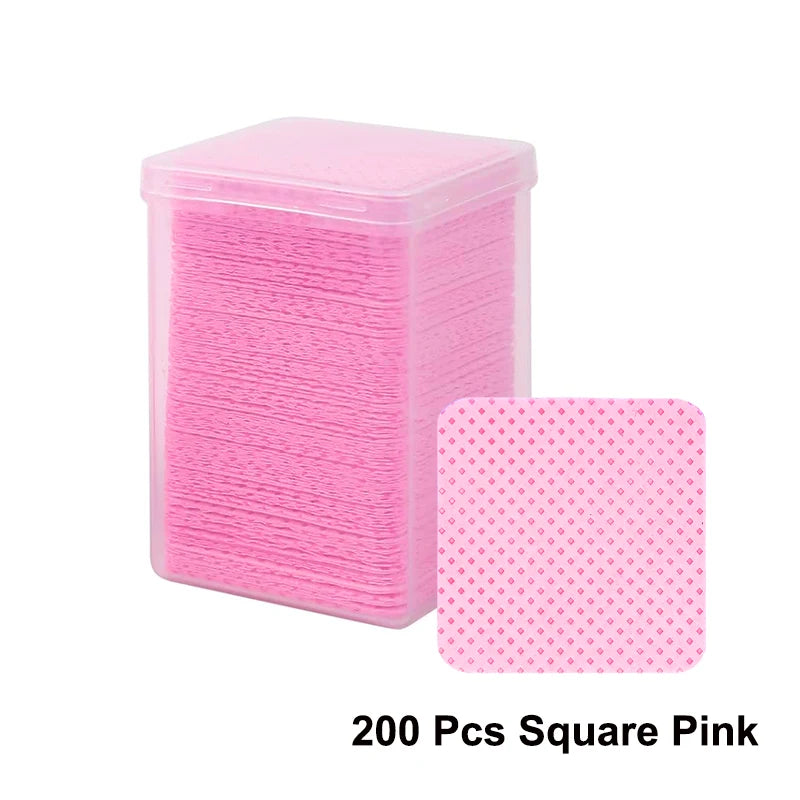 200pcs Lint-Free Nail Wipes – Cotton Pads for Gel Polish & Lash Extensions
