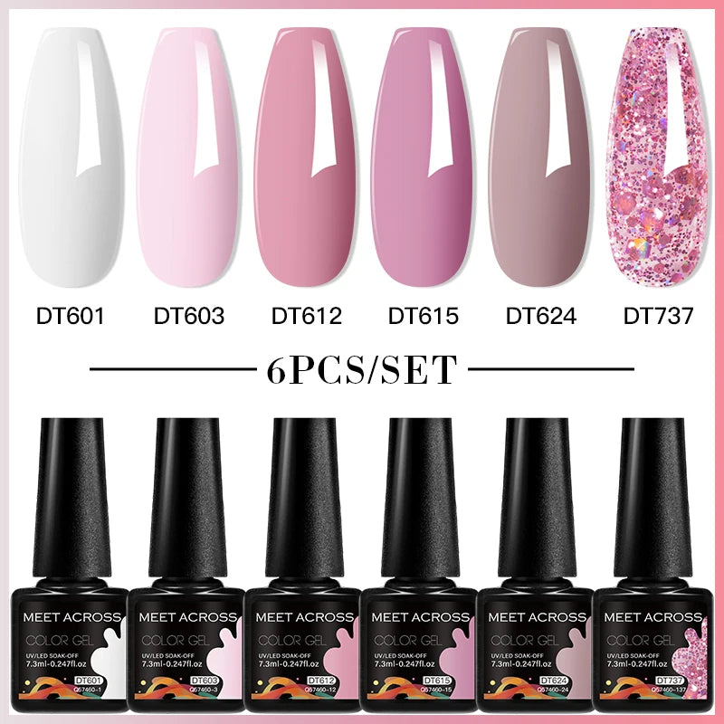 6-Color UV LED Gel Polish Set - Semi-Permanent Nail Art Kit