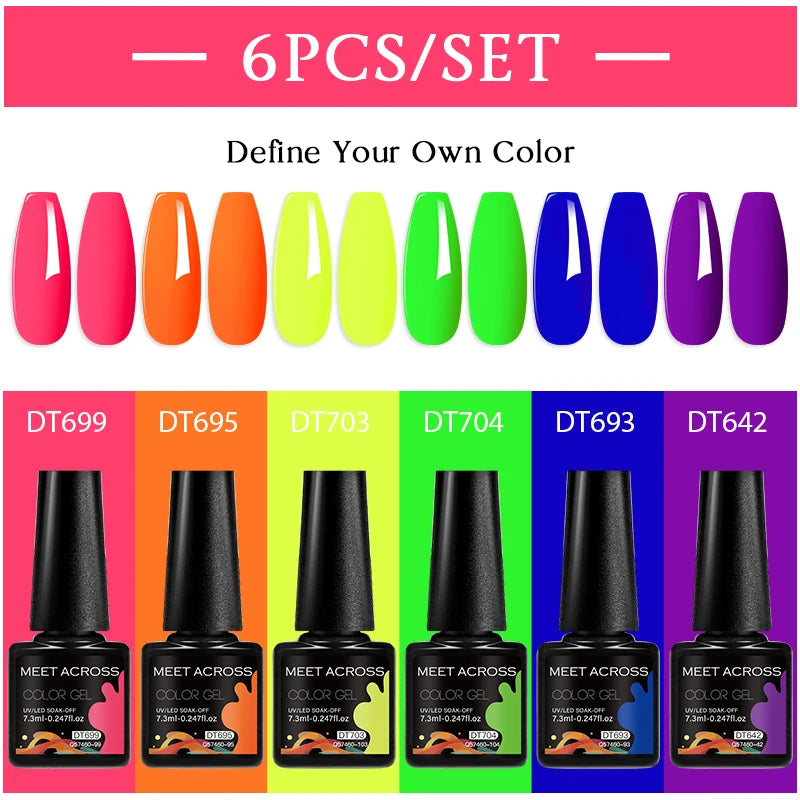 6-Color UV LED Gel Polish Set - Semi-Permanent Nail Art Kit