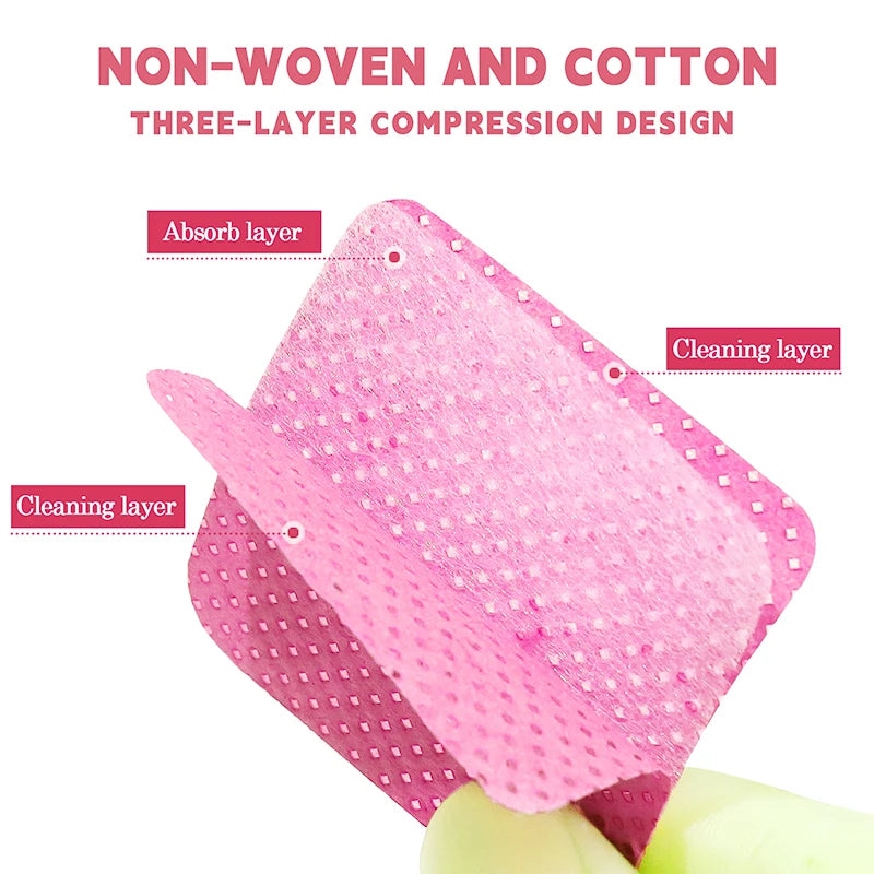 200pcs Lint-Free Nail Wipes – Cotton Pads for Gel Polish & Lash Extensions