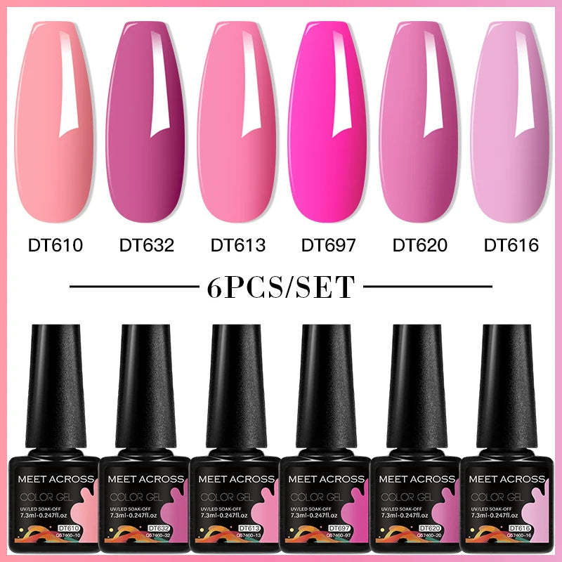 6-Color UV LED Gel Polish Set - Semi-Permanent Nail Art Kit