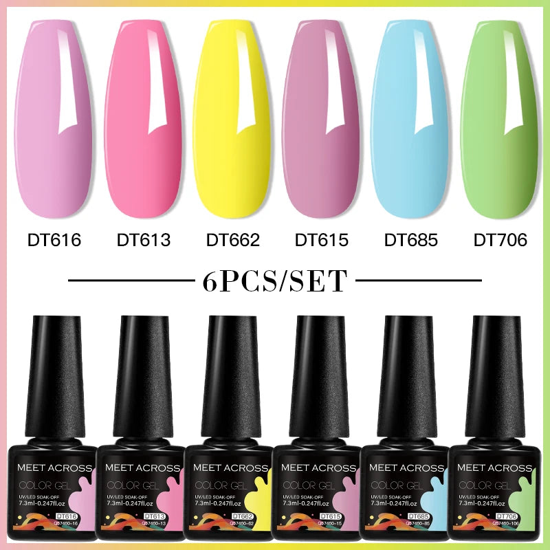 6-Color UV LED Gel Polish Set - Semi-Permanent Nail Art Kit