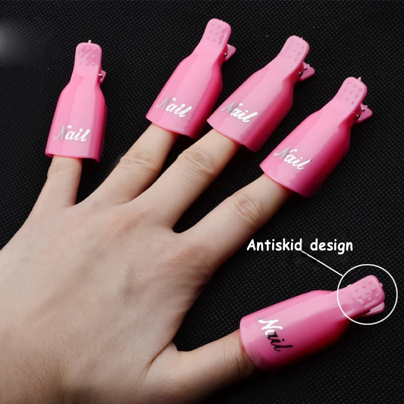 Gel Polish Soak-Off Clips – 10pcs Reusable Acrylic Nail Remover Caps