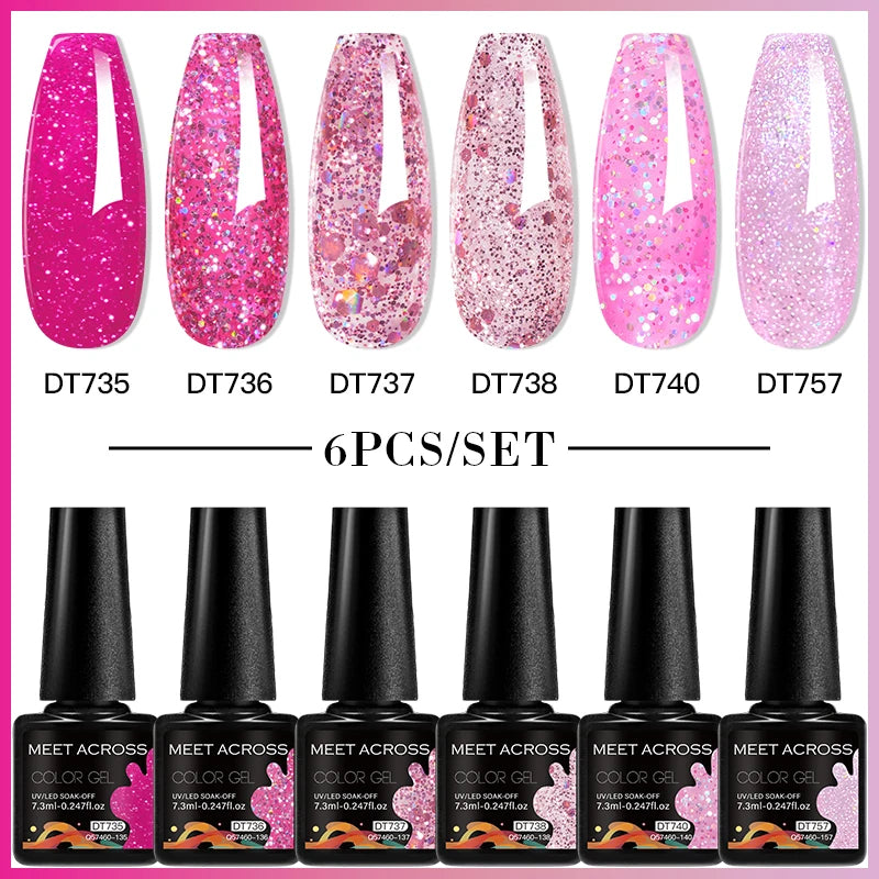 6-Color UV LED Gel Polish Set - Semi-Permanent Nail Art Kit