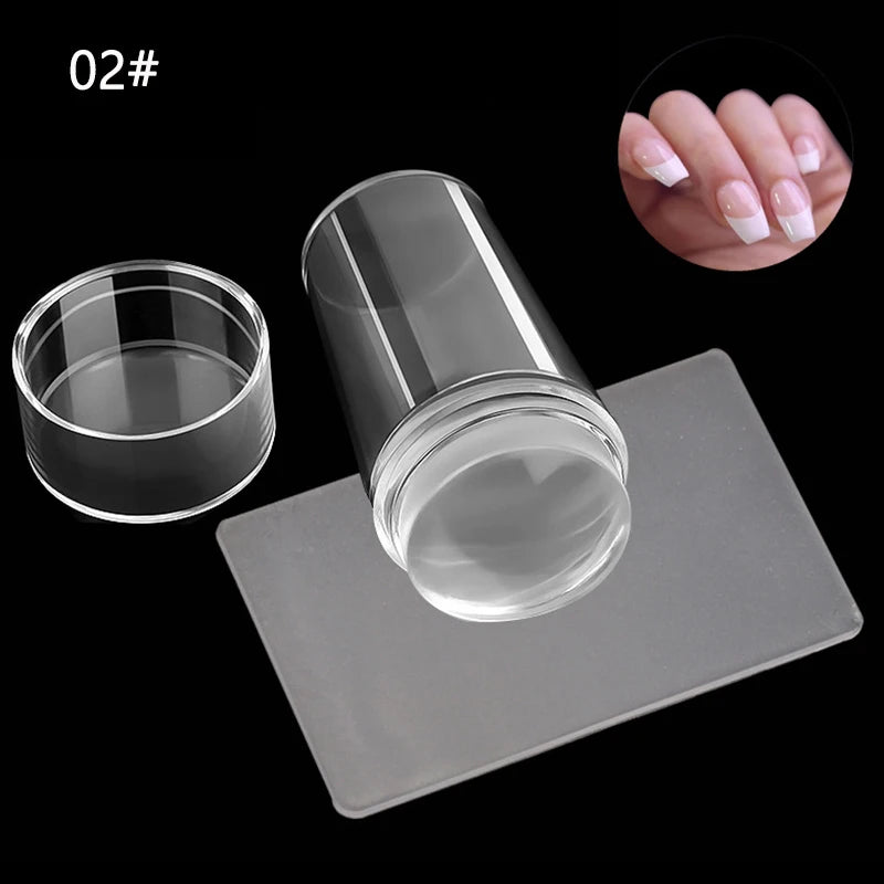 Nail Art Stamping Kit – French Manicure Design Plates with Stamper & Scraper