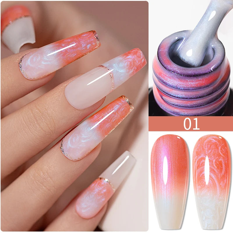 PUENTE 7.5ML Vibrant Blue Cat Eye Gel Nail Polish High Glossy Long-Lasting Soak Off UV Semi-Permanent Nail Art Varnish Manicure