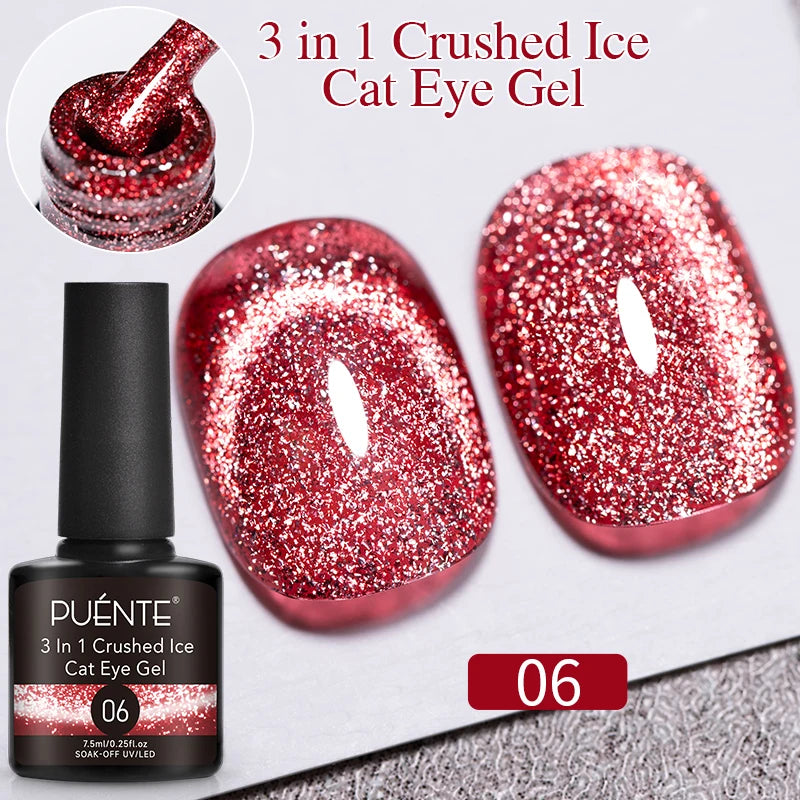 PUENTE 7.5ML Vibrant Blue Cat Eye Gel Nail Polish High Glossy Long-Lasting Soak Off UV Semi-Permanent Nail Art Varnish Manicure
