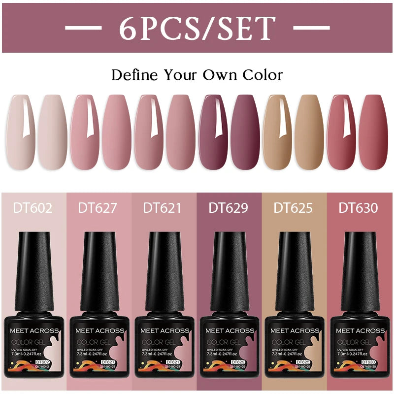 6-Color UV LED Gel Polish Set - Semi-Permanent Nail Art Kit