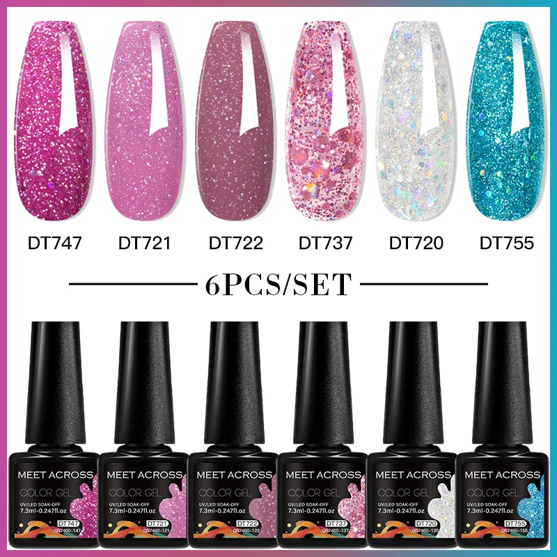 6-Color UV LED Gel Polish Set - Semi-Permanent Nail Art Kit