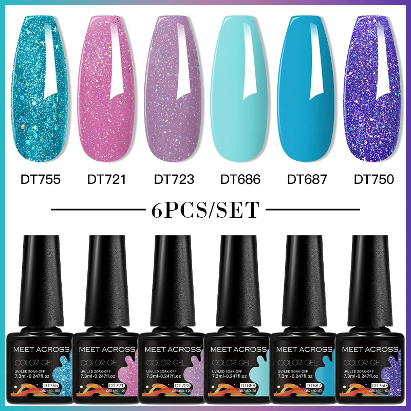6-Color UV LED Gel Polish Set - Semi-Permanent Nail Art Kit