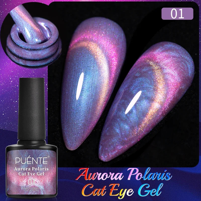 7.5ML Ocean Blue Cat Eye Gel Nail Polish High Glossy Cat Magnetic Nail Gel Soak Off UV Semi-Permanent Nail Art Varnish Manicure