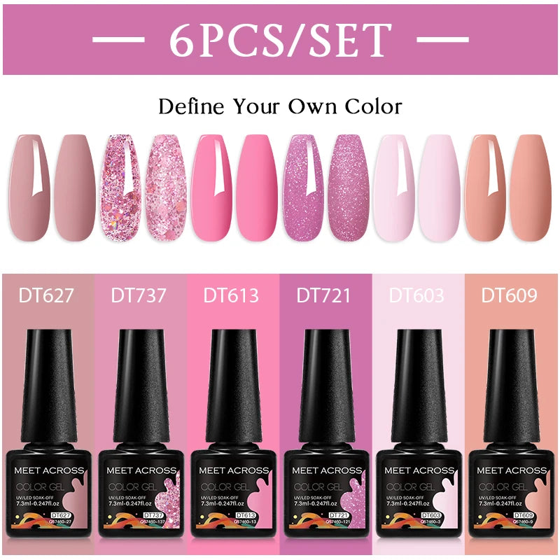 6-Color UV LED Gel Polish Set - Semi-Permanent Nail Art Kit