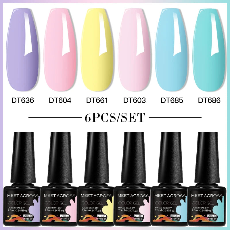 6-Color UV LED Gel Polish Set - Semi-Permanent Nail Art Kit