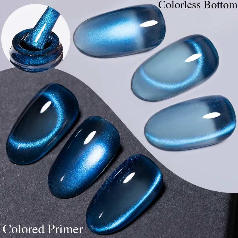 7.5ML Ocean Blue Cat Eye Gel Nail Polish High Glossy Cat Magnetic Nail Gel Soak Off UV Semi-Permanent Nail Art Varnish Manicure