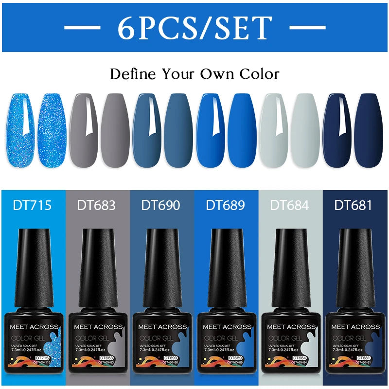 6-Color UV LED Gel Polish Set - Semi-Permanent Nail Art Kit