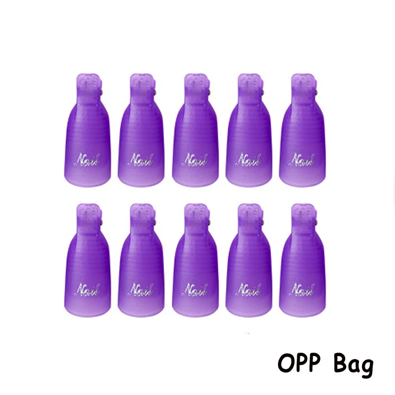 Gel Polish Soak-Off Clips – 10pcs Reusable Acrylic Nail Remover Caps